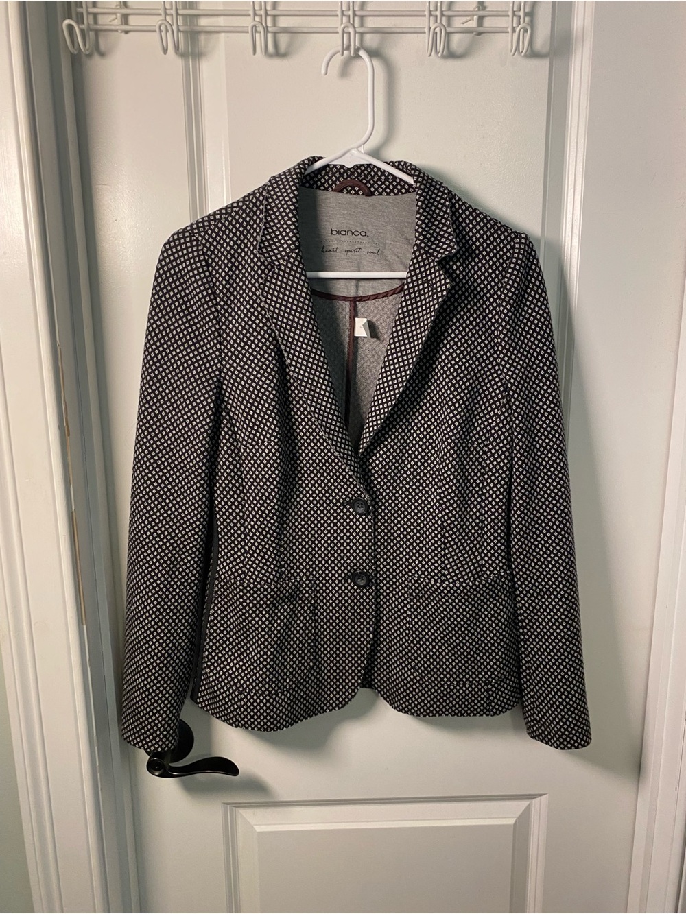 Bianca Black & White Patterned Knit Blazer